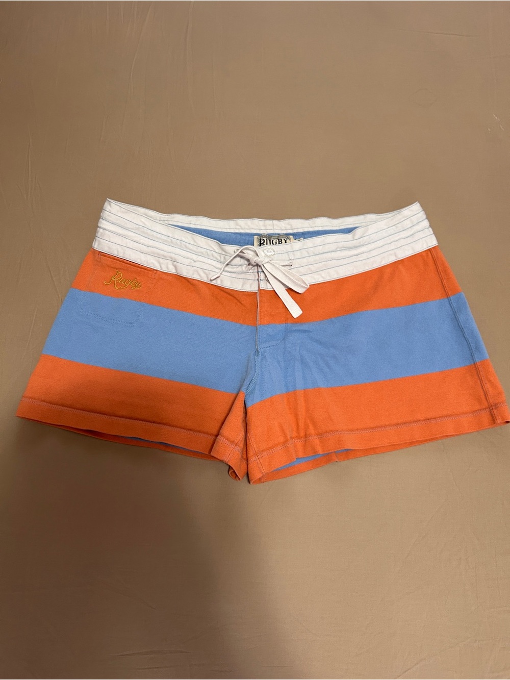 Rare Vintage Rugby Ralph Lauren Y2K Striped Board Shorts Orange Blue Women’s M